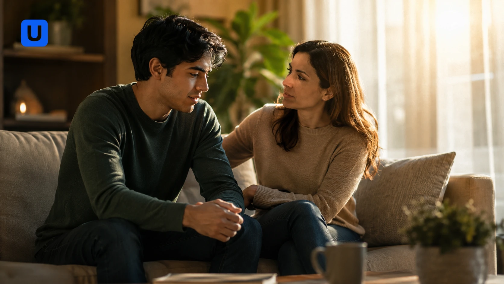 Two people practicing Active Listening and providing Emotional Support in a calm setting