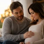 A thoughtful expecting man focusing on fatherhood preparation and mental wellness.