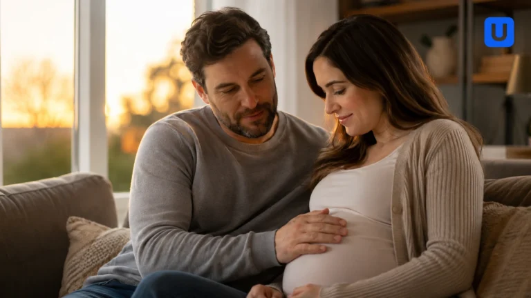 A thoughtful expecting man focusing on fatherhood preparation and mental wellness.