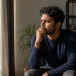 A thoughtful person reflecting on Why Am I Anxious and exploring Psychology concepts.