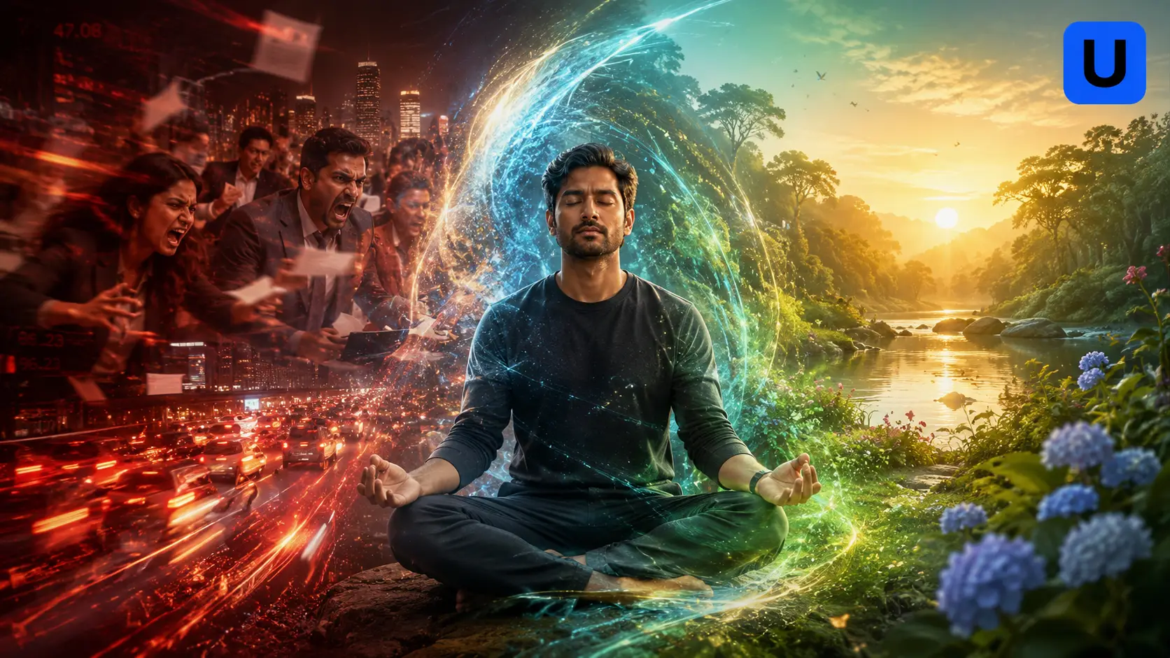 A man managing stress showcasing the concept of emotional intelligence in hindi.