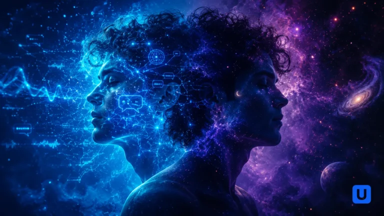 A conceptual psychological illustration of Gemini dual mindset and personality in a Hindi blog.