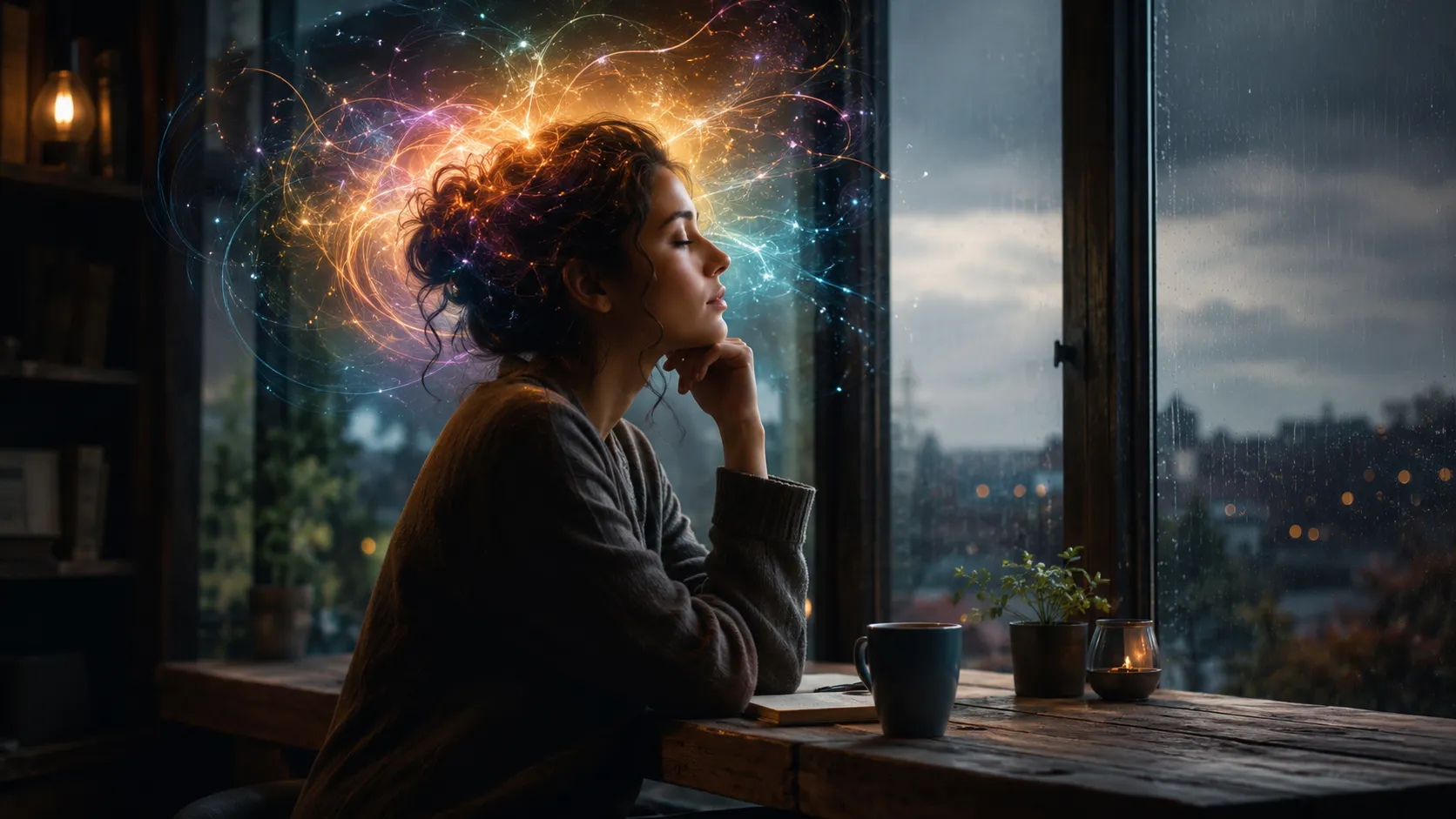 Highly Sensitive Person sitting calmly in a mindful room, representing emotional sensitivity and HSP characteristics.