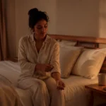A person experiencing a positive morning mood due to healthy sleep habits and sleep psychology practices.
