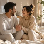 A mature couple experiencing healthy intimacy and emotional connection through open communication
