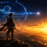 A beautiful and inspiring conceptual psychological art showing the free-spirited explorer and philosophical mindset of Sagittarius zodiac sign in Hindi blog.