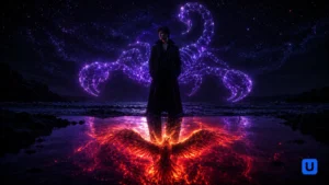 A deep and intense conceptual psychological art showing the detective mindset and emotional waters of Scorpio zodiac sign in Hindi blog.