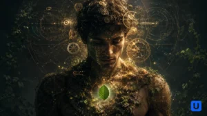 A complex conceptual psychological art illustration showing the analytical and perfectionist mindset of Virgo zodiac sign in Hindi blog.